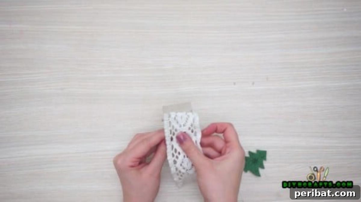 Instant Holiday Glam: 5 Napkin Rings in Less Than 2 Mins 25 Securing Lace on Napkin Ring Base