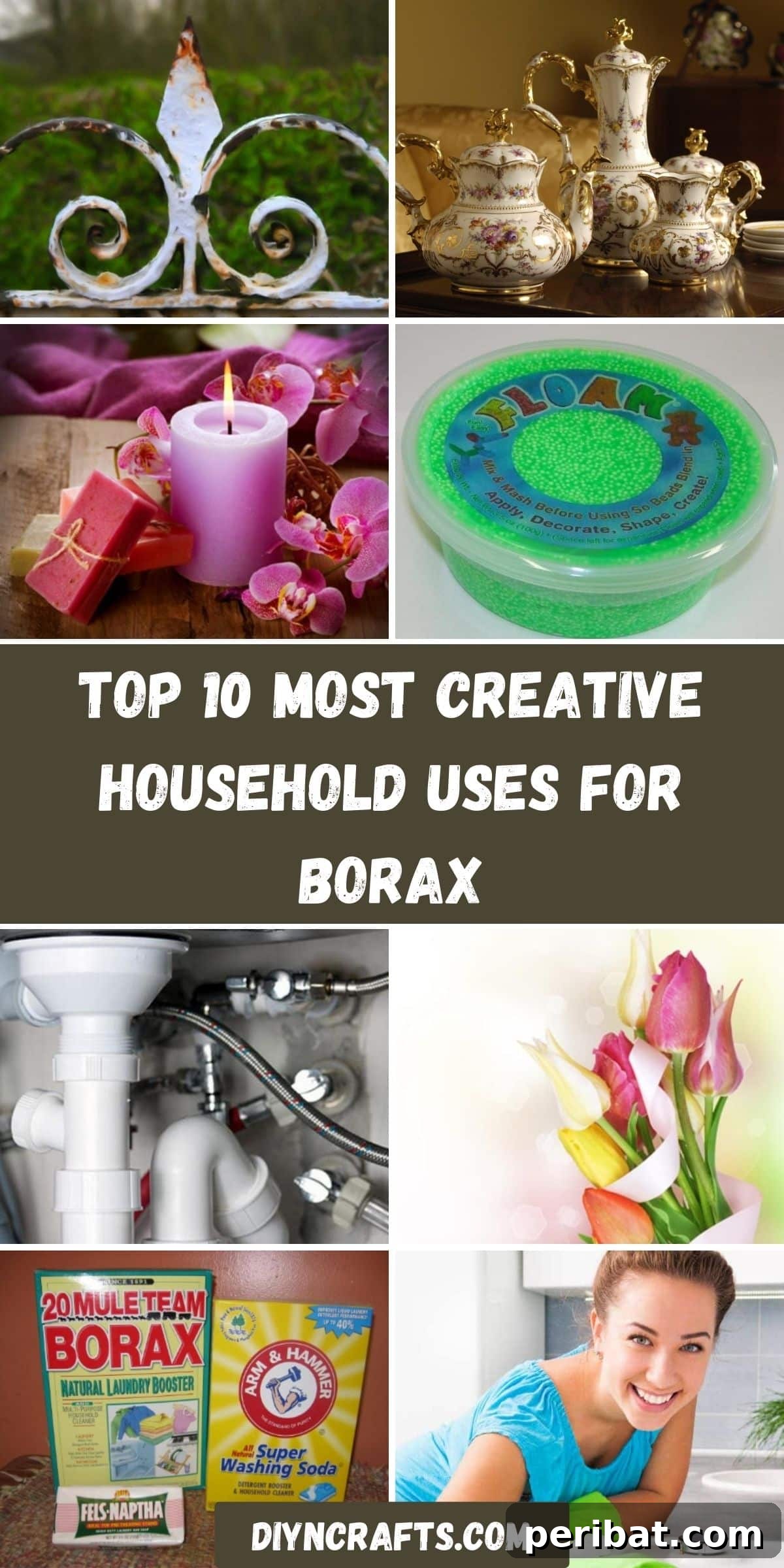 10 Genius Borax Hacks for a Smarter Home 2 Top 10 Most Creative Household Uses for Borax collage.