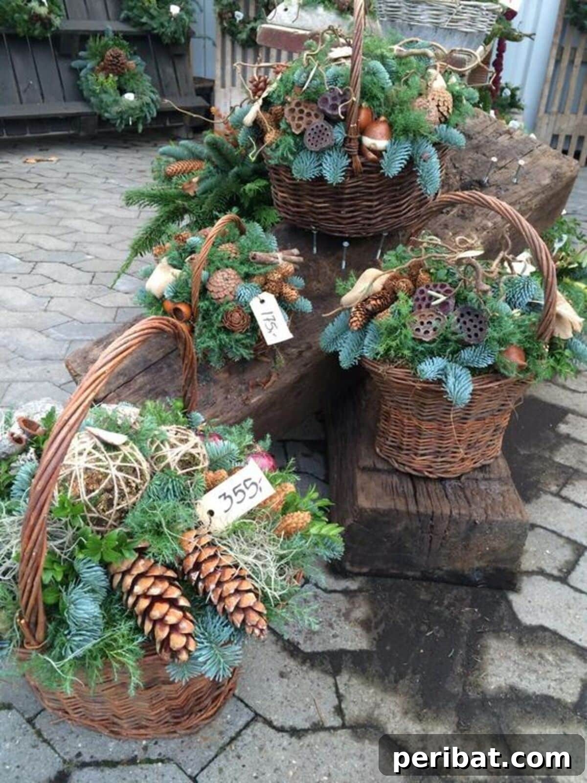 Welcome Home: 15 Creative DIY Planters for Your Front Porch 14 Pinecone And Evergreen Basket Planters