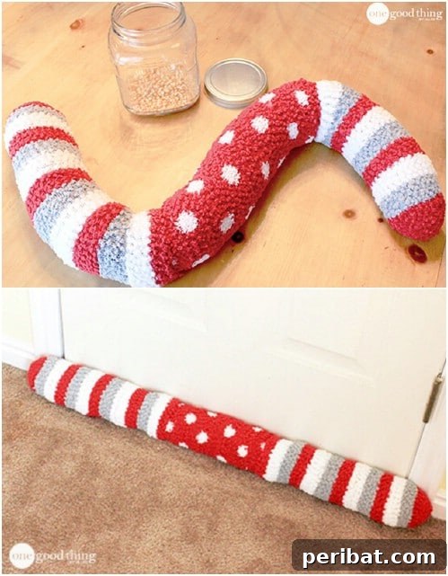 17 Ingenious DIY Draft Stoppers To Beat The Winter Chill 12 Upcycled Fuzzy Sock Draft Stopper