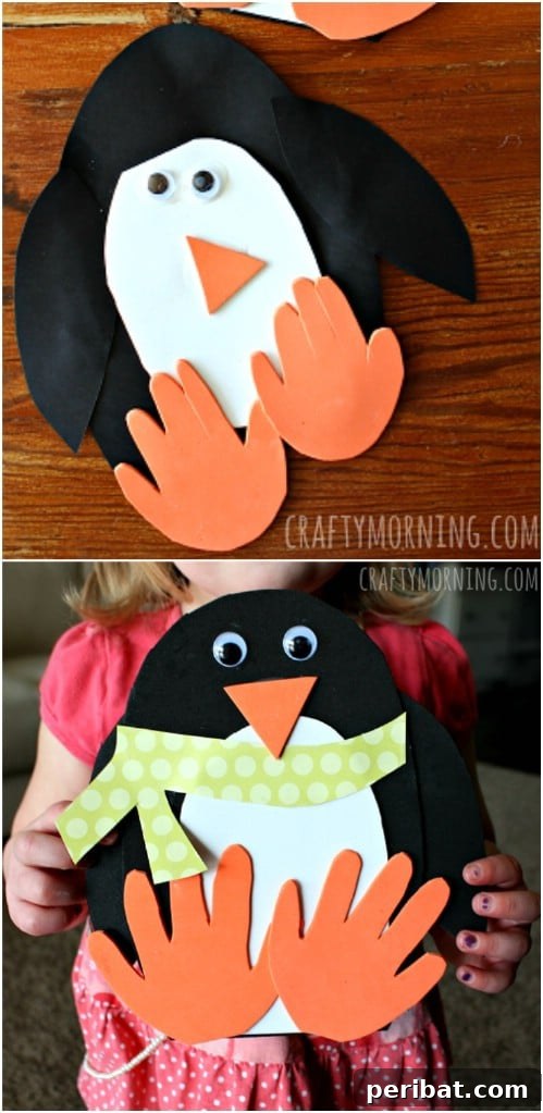Winter Wonder Crafts: Engaging Indoor Activities for Kids 15 Handprint Penguin Craft