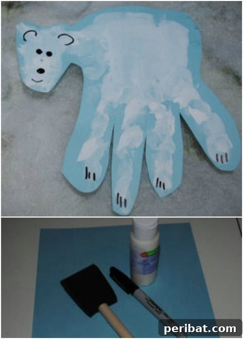 Winter Wonder Crafts: Engaging Indoor Activities for Kids 23 Handprint Polar Bear Craft