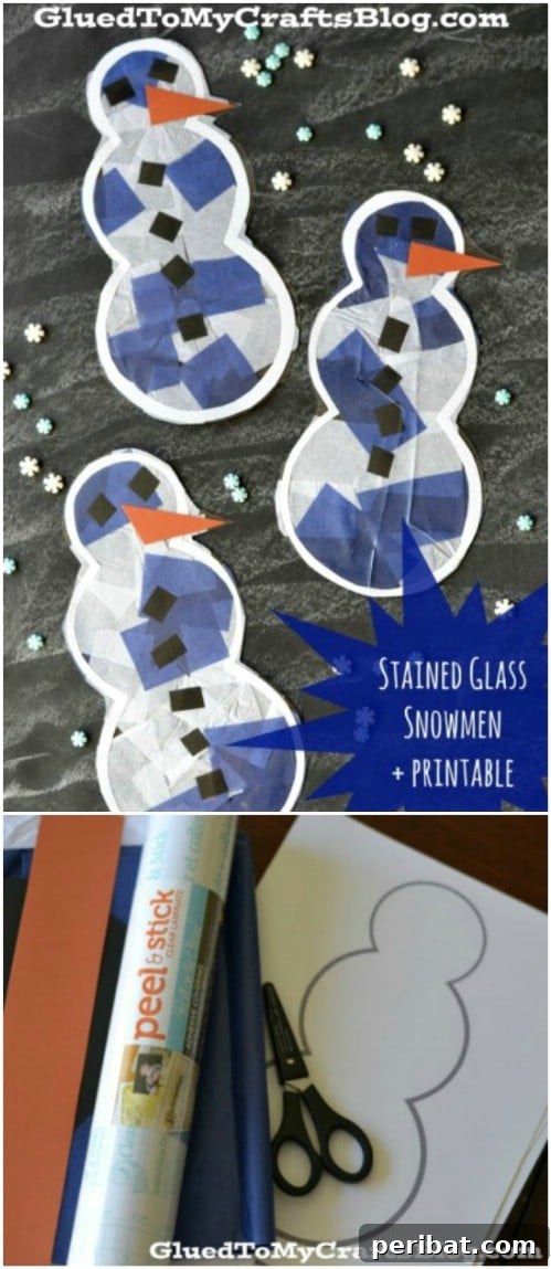 Winter Wonder Crafts: Engaging Indoor Activities for Kids 24 Stained Glass Snowmen