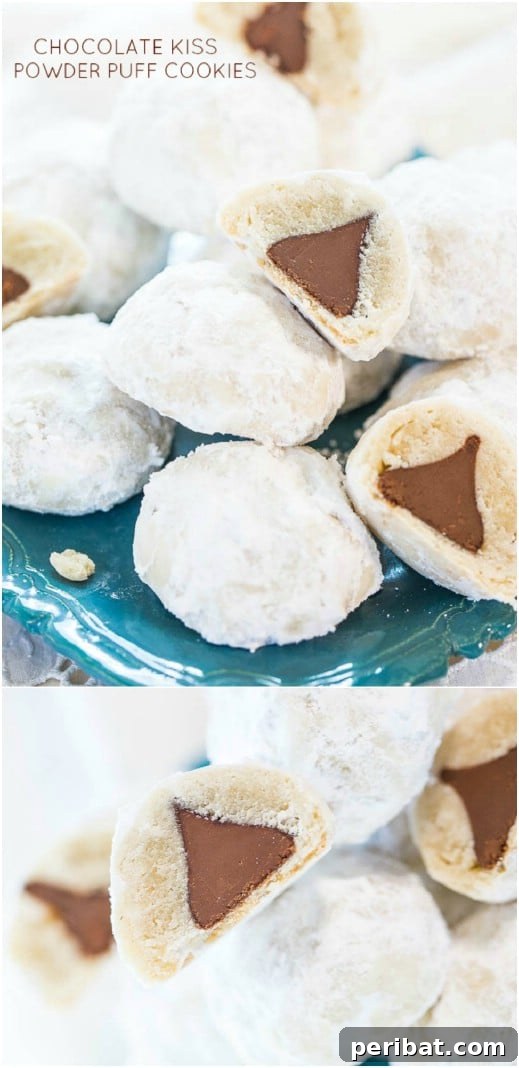 Holiday Cookie Bliss: Sweet Recipes for a Joyful Season 14 Powder Puff Cookies With Chocolate Kiss Center