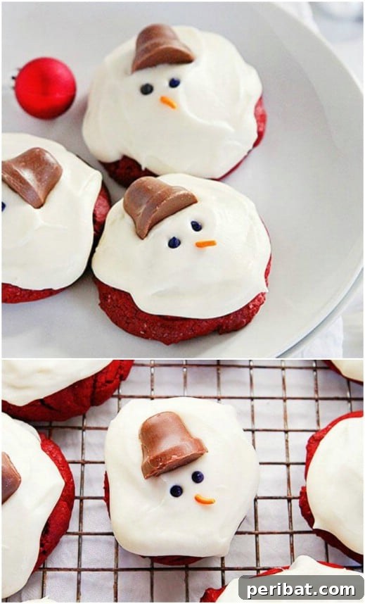 Holiday Cookie Bliss: Sweet Recipes for a Joyful Season 57 Red Velvet Melting Snowmen Cookies