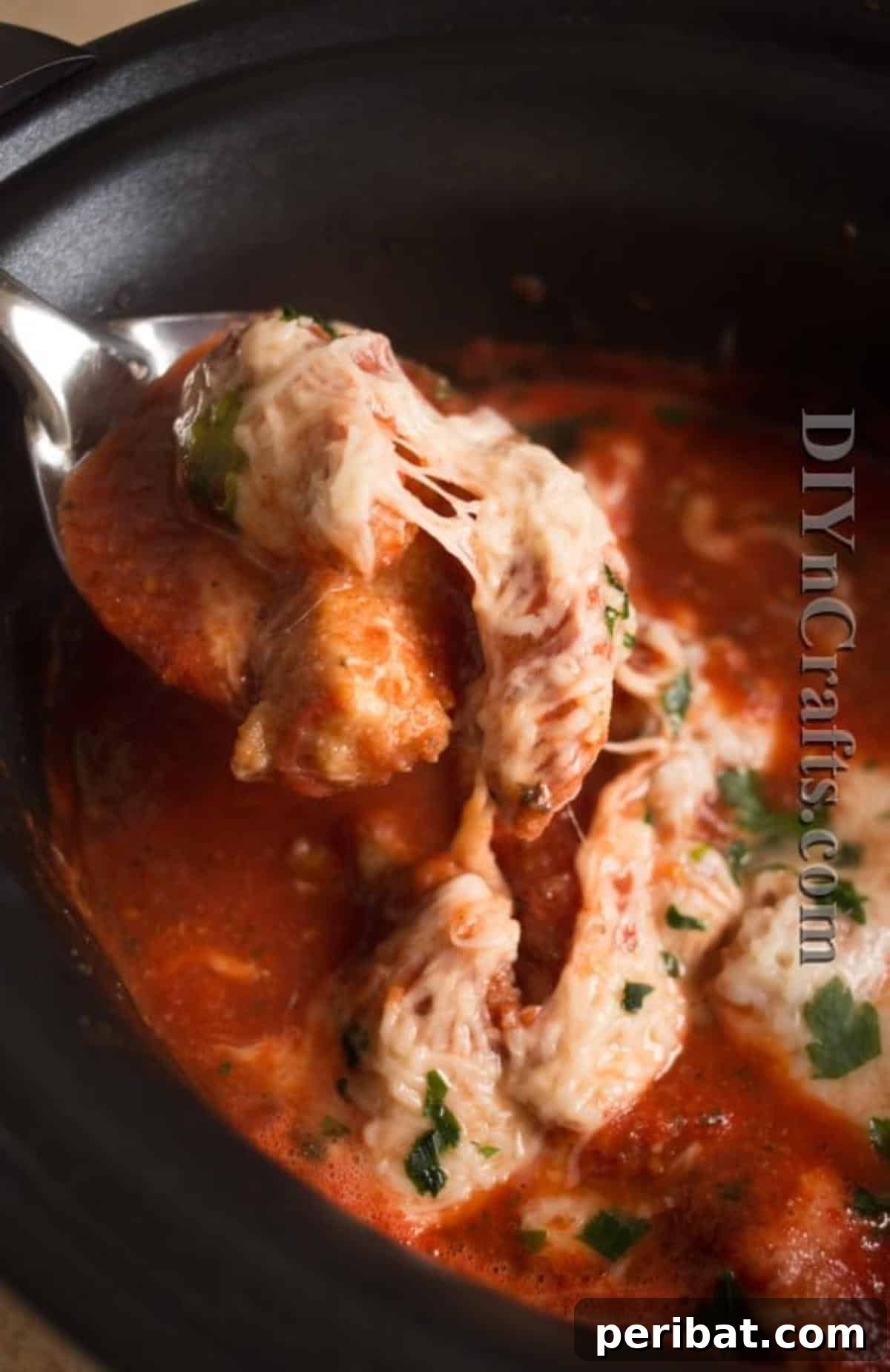 Finished Slow Cooker Chicken Parmesan Recipe served