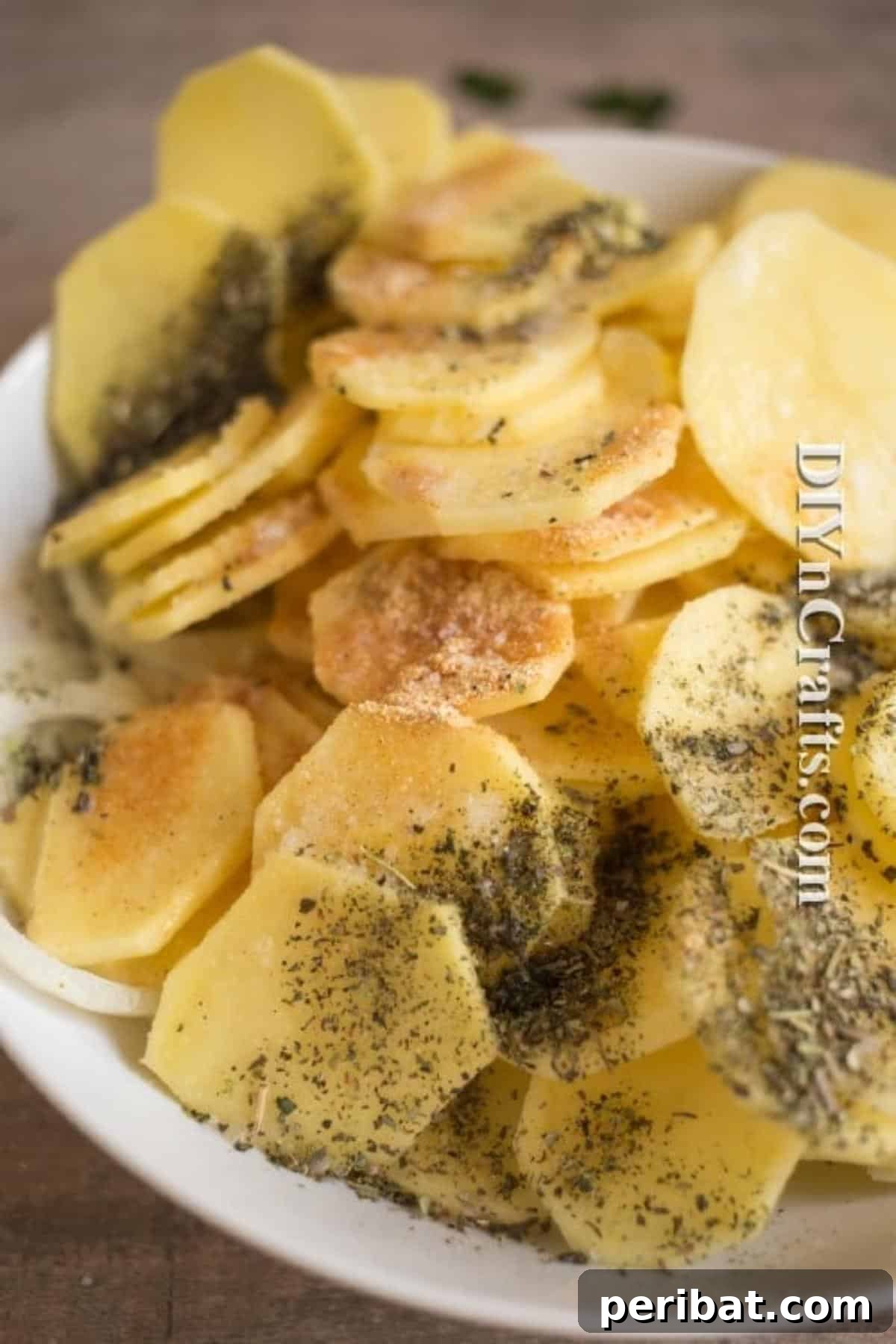 Dried Italian herbs seasoning potatoes for baking