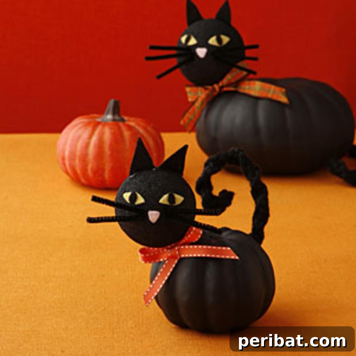 40 Spooktacularly Simple DIY Halloween Decorations 19 DIY Cat Pumpkins as Halloween home decoration