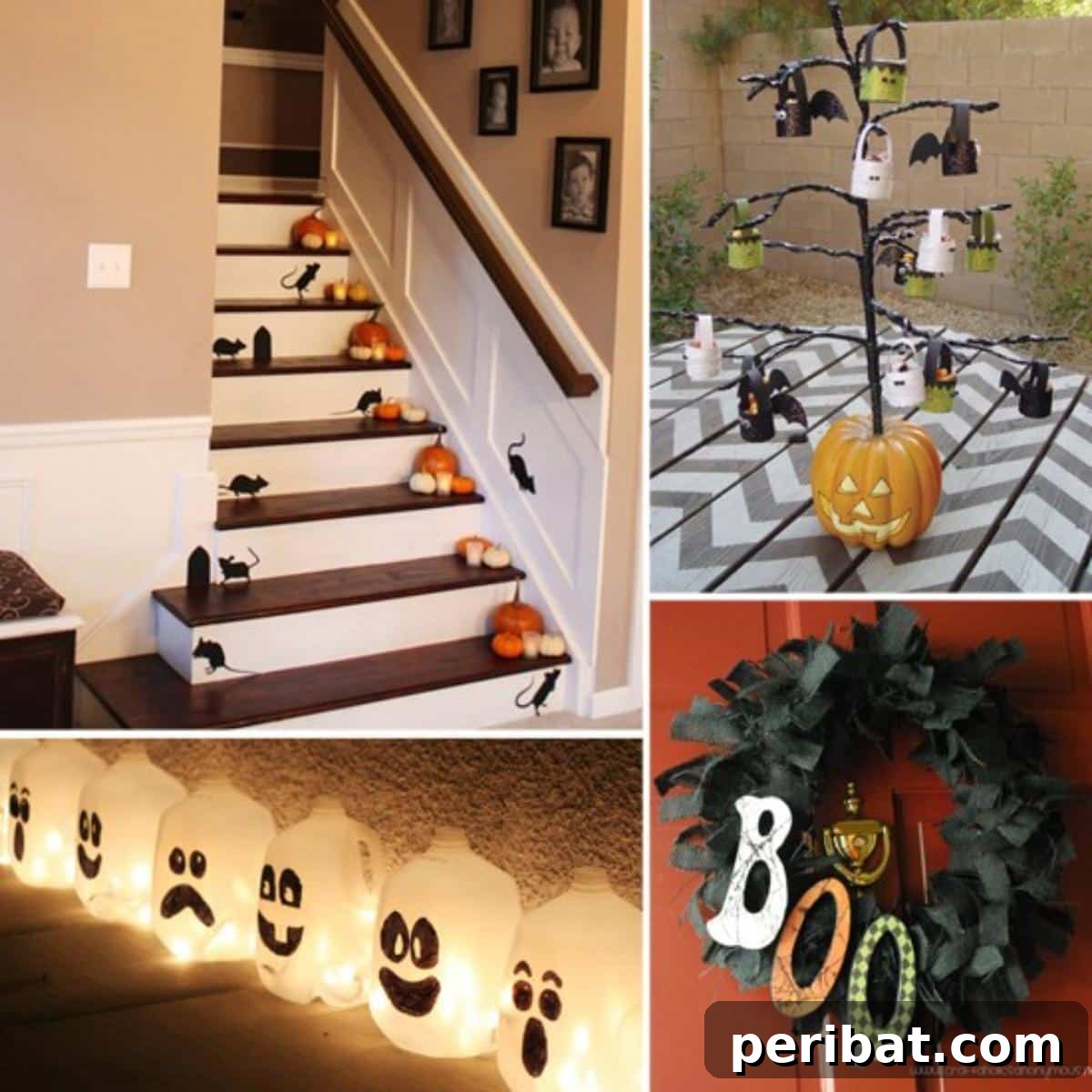 40 Spooktacularly Simple DIY Halloween Decorations 24 DIY Halloween Spooky Interior decorations like ghost jugs and Halloween tree