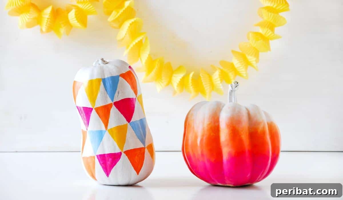 40 Spooktacularly Simple DIY Halloween Decorations 35 DIY Colorful Ombre Pumpkins painted in gradient colors