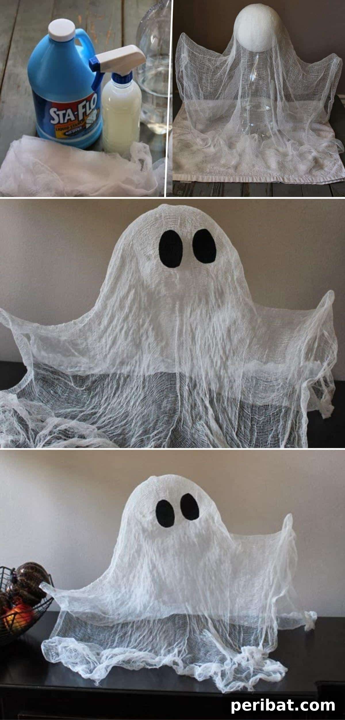 40 Spooktacularly Simple DIY Halloween Decorations 6 DIY Floating Ghost made from a plastic bottle