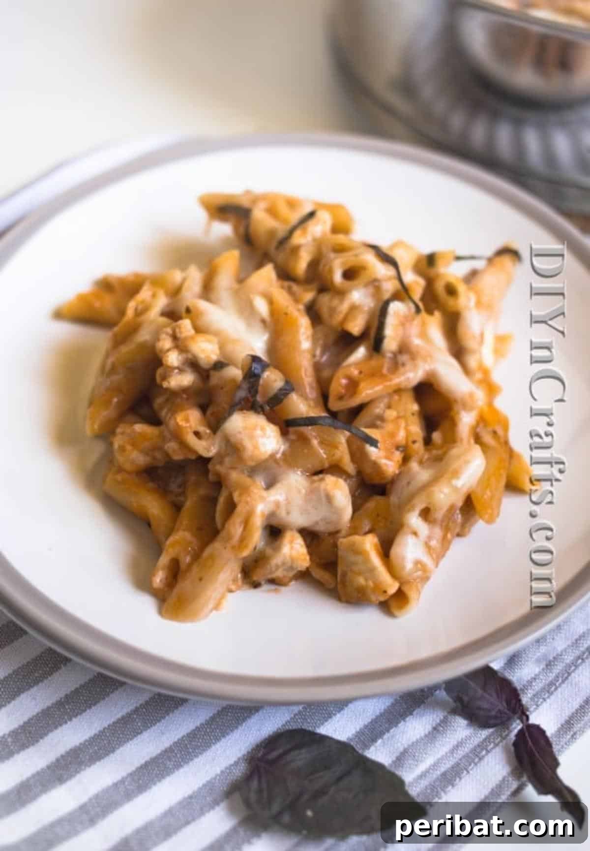 The Ultimate Easy Skillet Chicken Pasta 8 The fully cooked Easy Chicken Pasta Skillet, fresh from the pan, steaming and ready to be served.