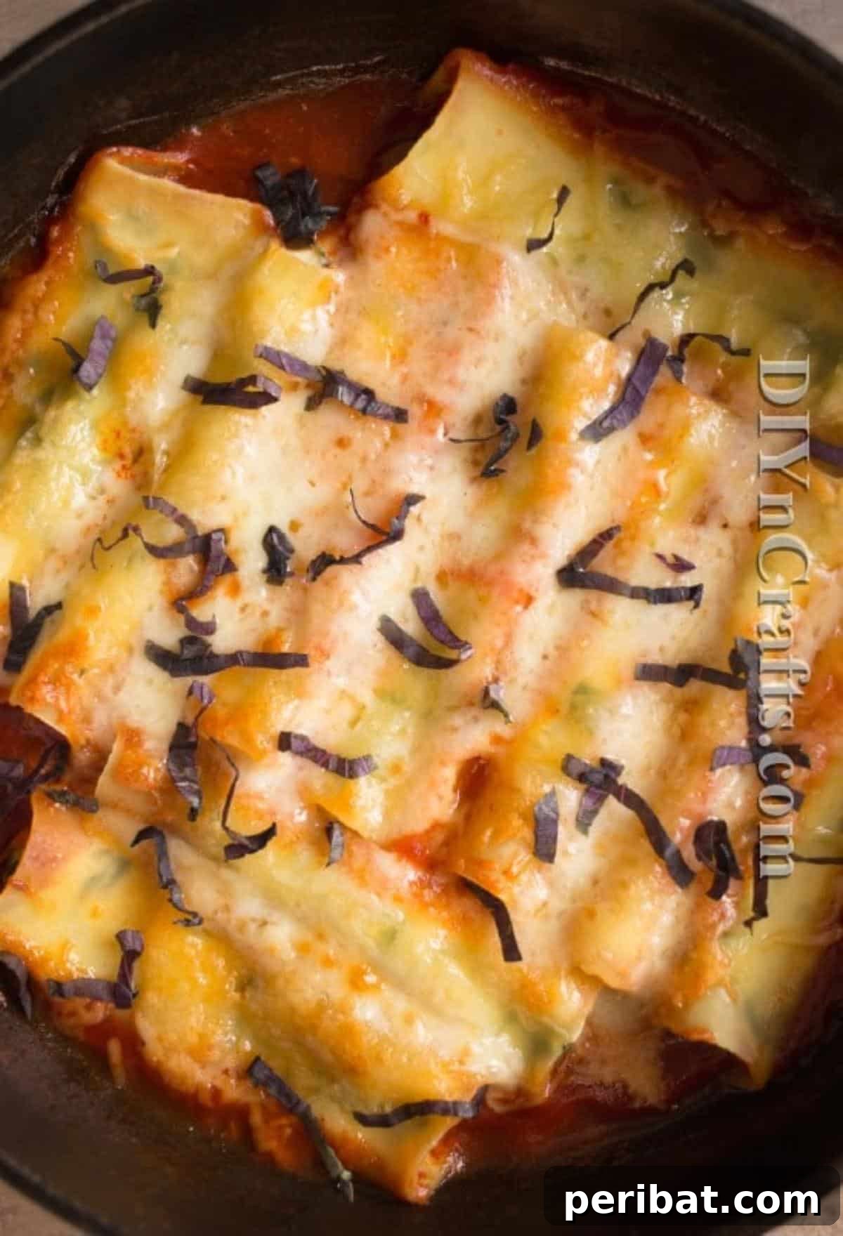 Lazy Cannelloni: Your Easy Answer to Italian Cravings 8 Serve topped with beautifully melted cheese and fresh herbs for garnish