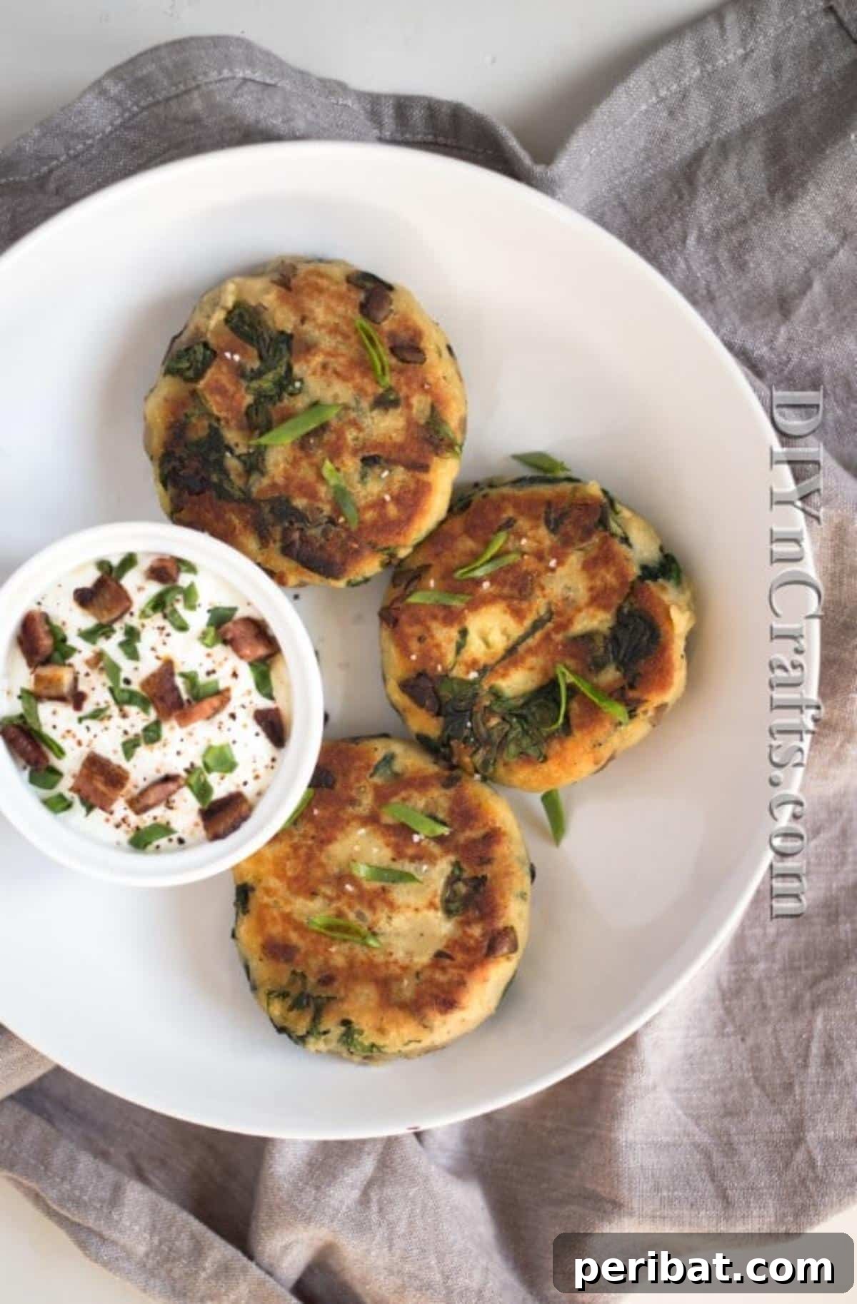 Reimagined Potato Spinach Patties A Delicious Classic 8 Finished plate of delicious homemade Potato Spinach Patties ready to eat