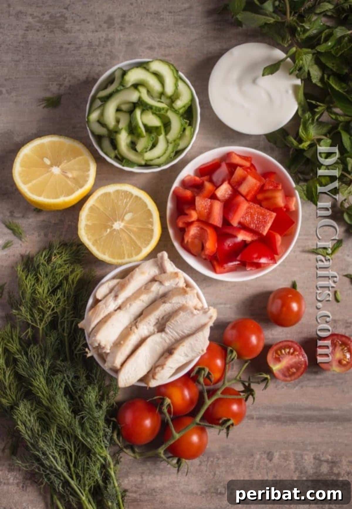 3 Refreshing & Effortless Summer Salads 3 Cooked chicken, cucumbers and cherry tomatoes are the basis for this delicious chicken and veggie salad