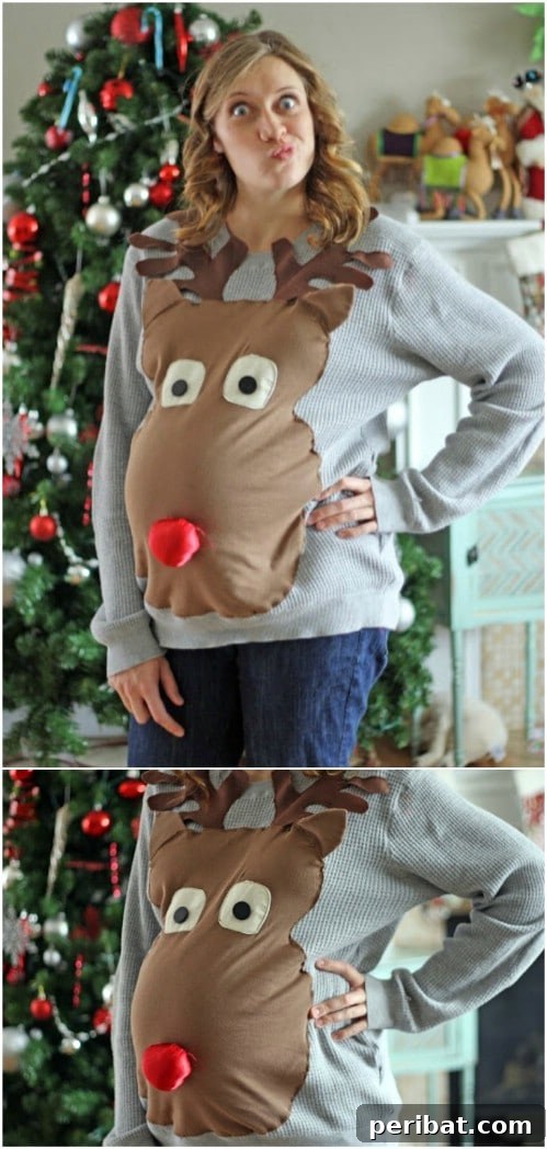 Maternity Reindeer Head Sweater