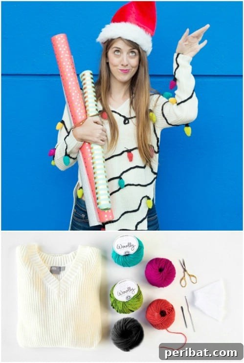 Easy DIY Crochet Christmas Lights Sweater