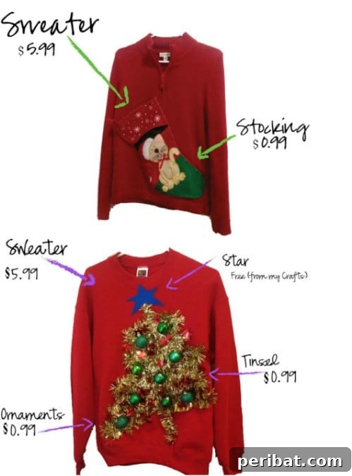Tacky DIY Christmas Stocking Sweater