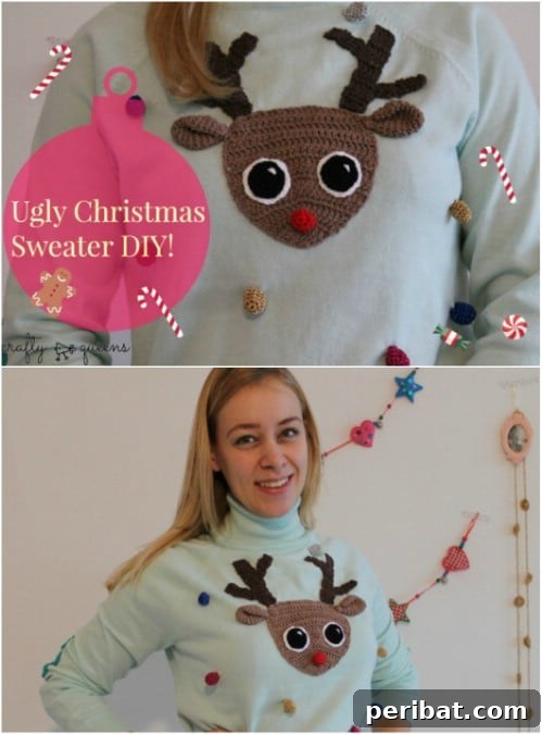 Adorable Reindeer Face Sweater