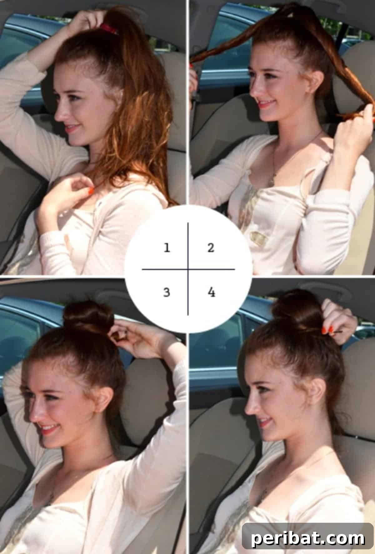 Get a Polished Top Knot in Minutes collage.