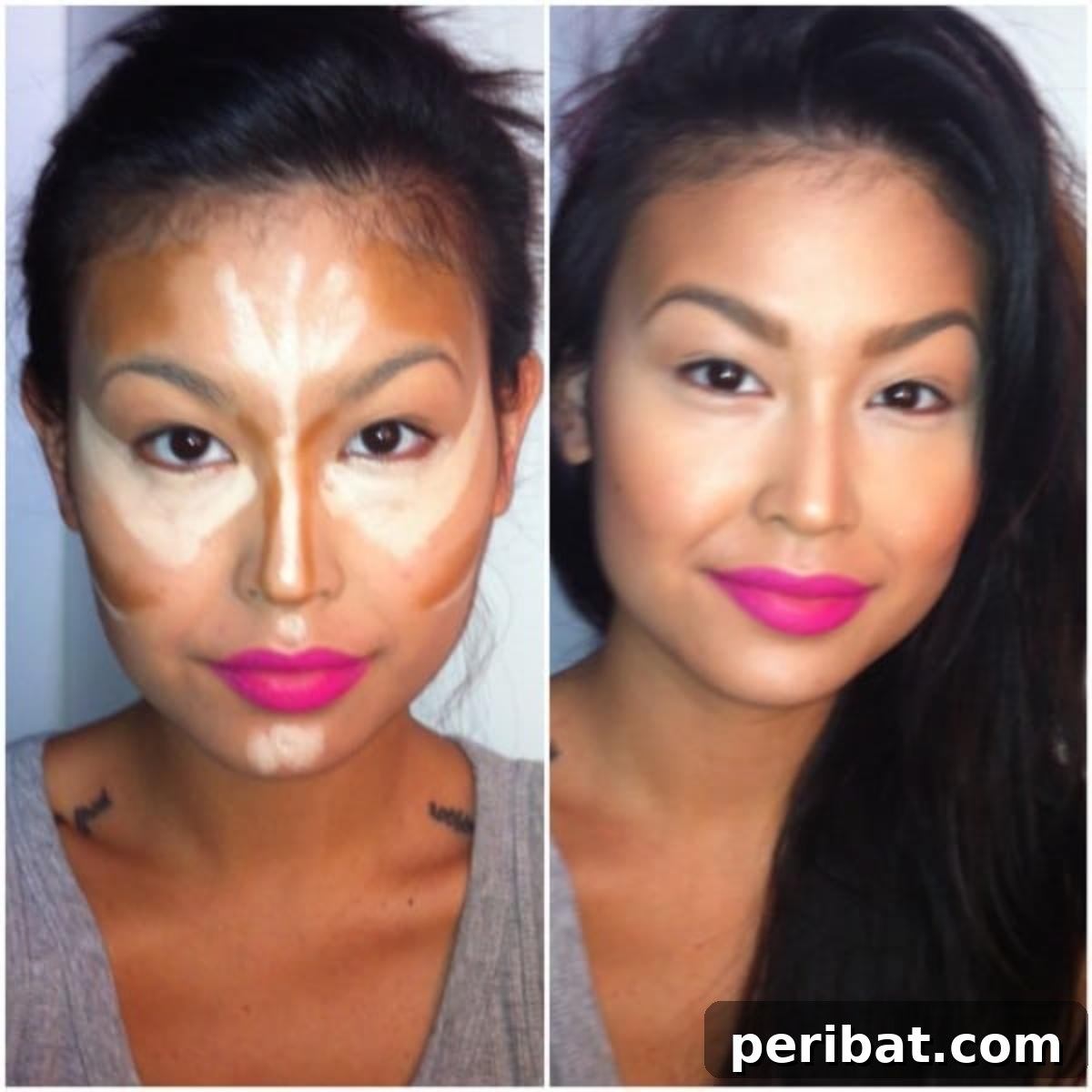 Learn How to Contour Properly before and after.