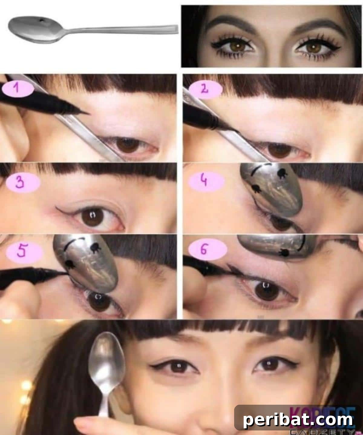 Get Winged Shape Eye Liner with a Spoon collage.