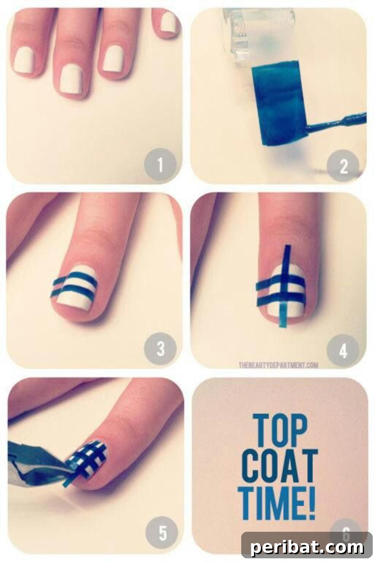 How to make Easy Gingham Check Nails collage.
