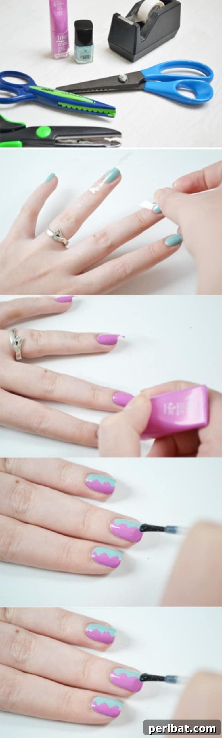 How to make Easy Two-Toned Nails collage.