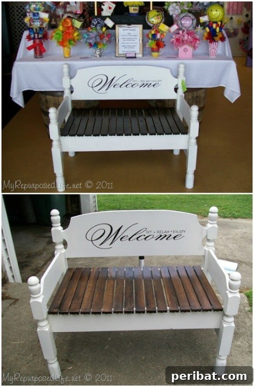 Build Beautiful Benches: 18 DIY Ideas for a Welcoming Outdoor Haven 17 DIY Stenciled Headboard Bench