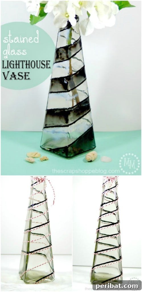 DIY Stained Glass Lighthouse Inspired Vase