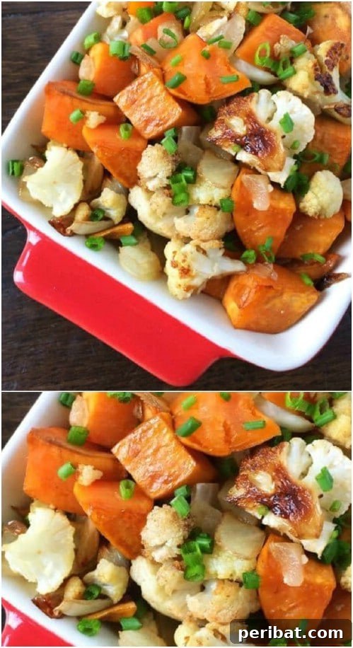 25 Festive Christmas Sides for Your Holiday Table 7 Roasted Sweet Potatoes With Cauliflower And Onions