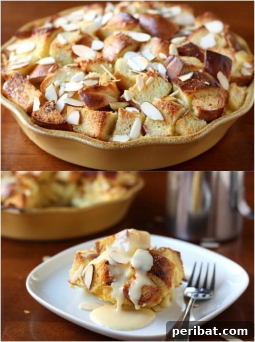 Eggnog's Encore: Recipes to Keep the Holiday Cheer Going 3 Almond Bread Pudding with Festive Eggnog Sauce