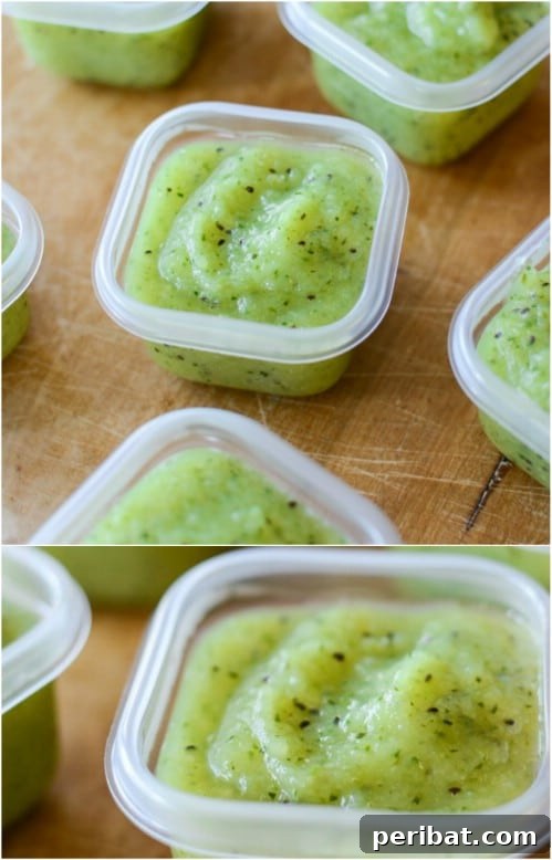 Kiwi, Zucchini And Apple Baby Food