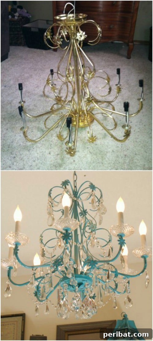 40 Life Changing Spray Paint Transformations 4 Blue Chandelier