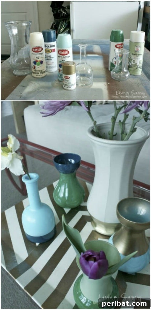 40 Life Changing Spray Paint Transformations 36 DIY Color Block Vases