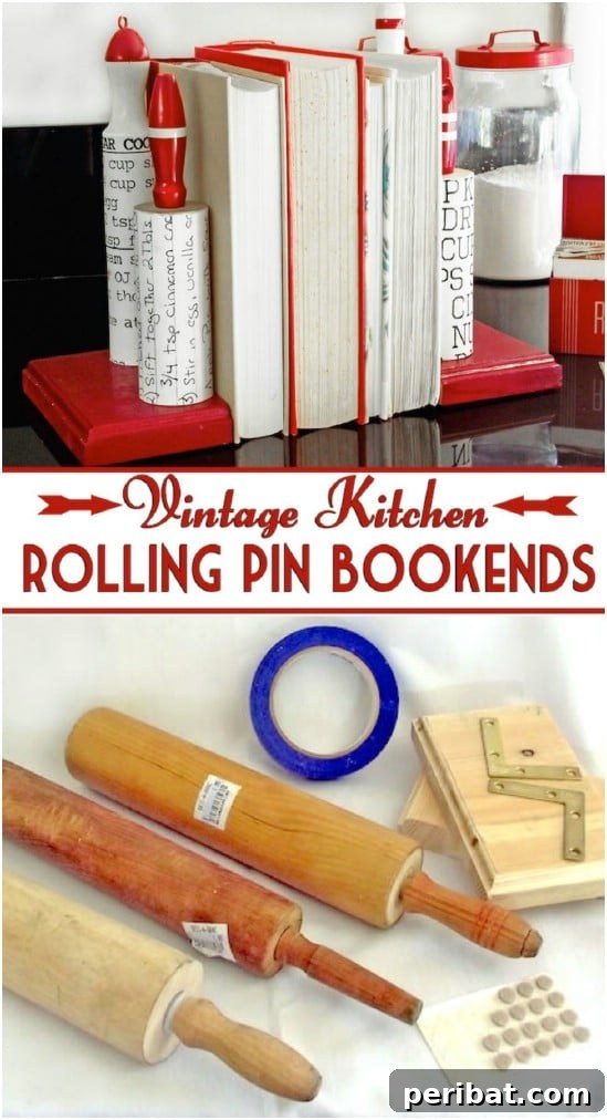 16 Inspiring Transformations for Old Rolling Pins 11 Repurposed Rolling Pin Cookbook Bookends