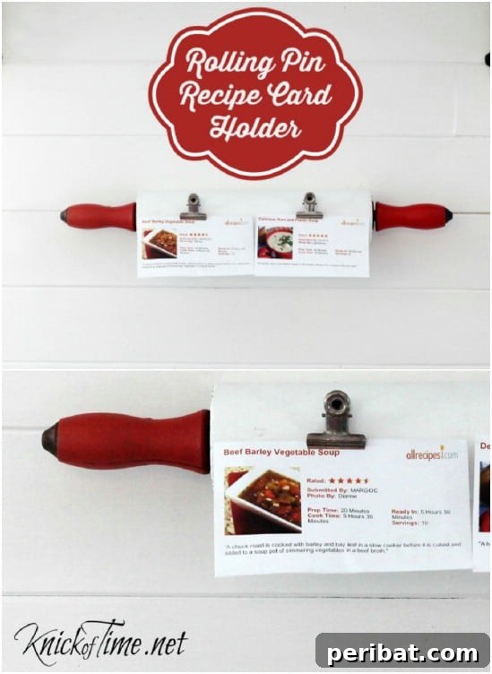 16 Inspiring Transformations for Old Rolling Pins 14 DIY Rolling Pin Card and Message Organizer