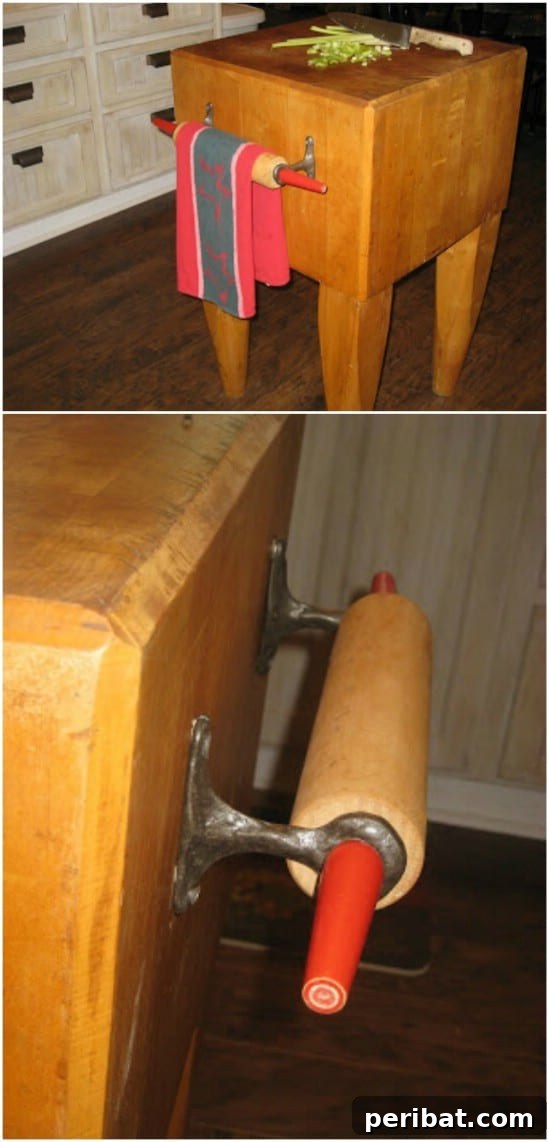 16 Inspiring Transformations for Old Rolling Pins 16 Rustic Rolling Pin Towel Holder for Kitchen Island