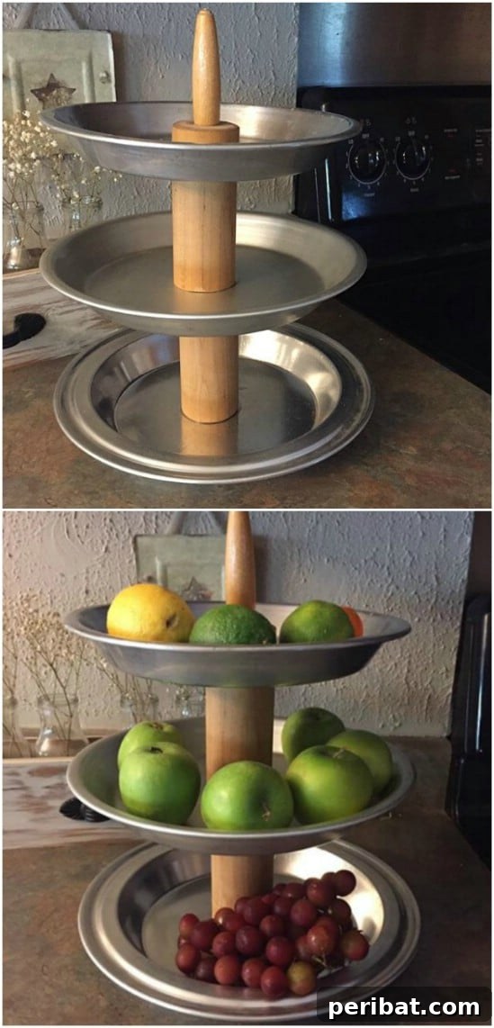 16 Inspiring Transformations for Old Rolling Pins 17 DIY Tiered Tray with Rolling Pin Base