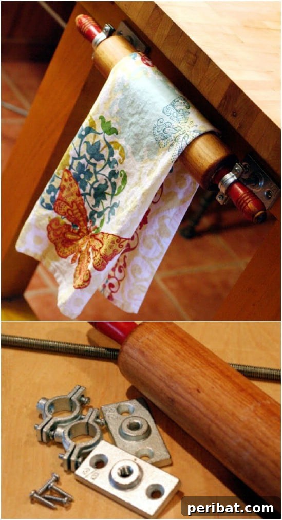 16 Inspiring Transformations for Old Rolling Pins 4 DIY Repurposed Rolling Pin Dish Cloth Rack