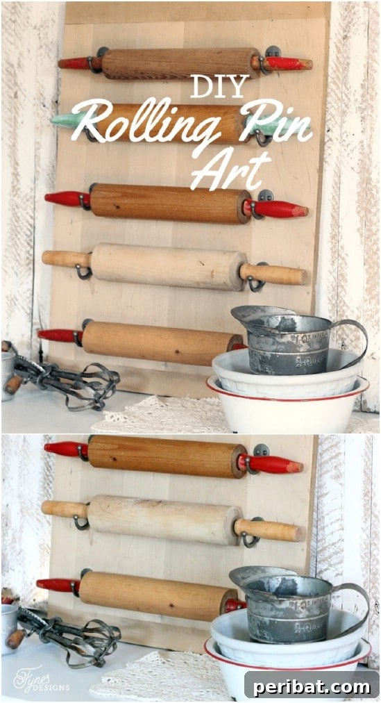 16 Inspiring Transformations for Old Rolling Pins 6 DIY Rolling Pin Wall Decor for Kitchen