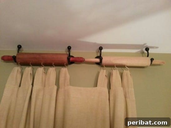 16 Inspiring Transformations for Old Rolling Pins 10 DIY Curtain Rods from Old Rolling Pins