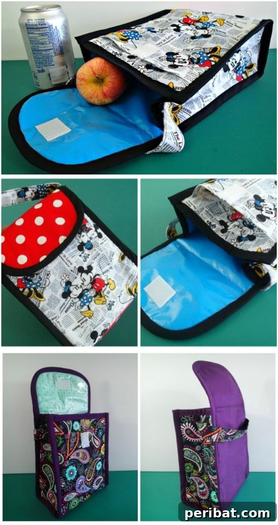 Craft Quick Lunch Bags and Pouches for Everyone 9 Simple DIY Insulated Lunch Bag with Velcro Closure