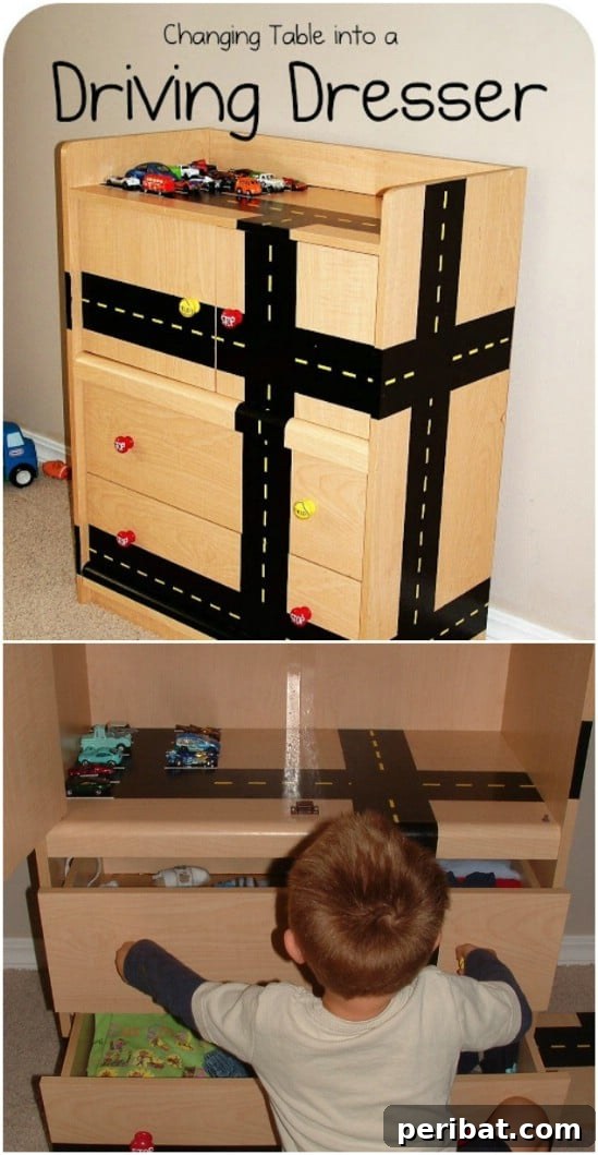 Driving dresser from a repurposed changing table