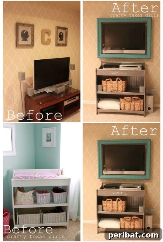 DIY Entertainment Center from an old changing table