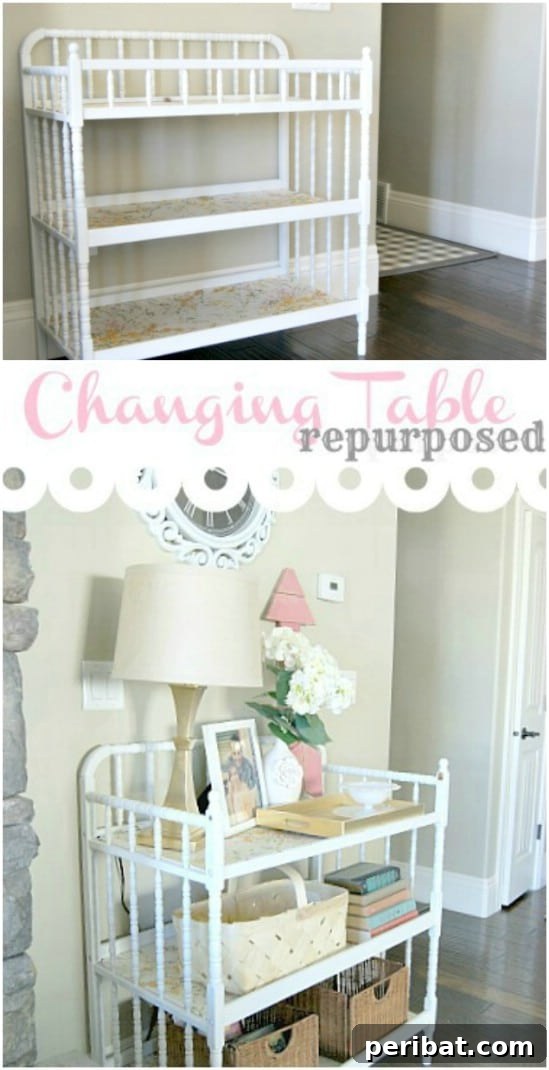 Entryway table from a repurposed changing table