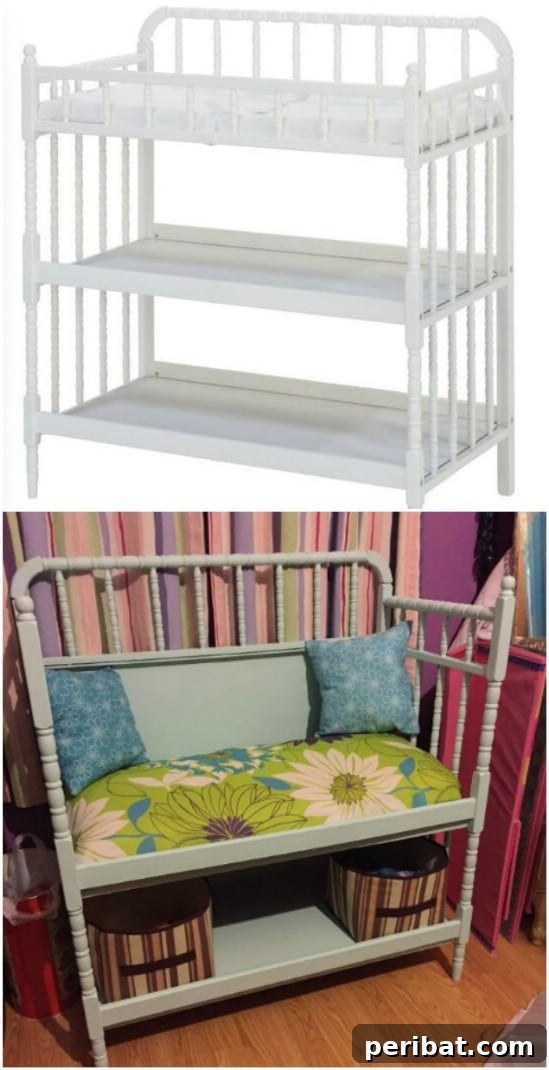 Reading nook from a repurposed changing table