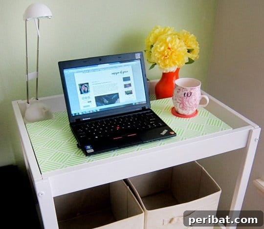 Laptop cart made from a repurposed changing table