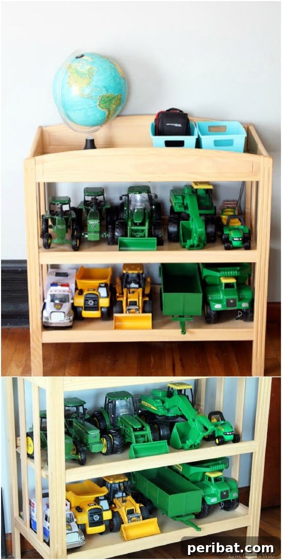 Repurposed Changing Table as a Toy Car Garage