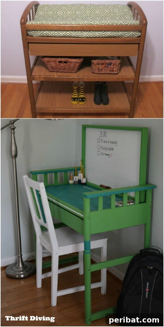 DIY Desk from a repurposed changing table